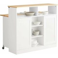 FSB36-WN Sideboard mit Schiebetüren Kücheninsel mit erweiterbarer Arbeitsfläche Küchenschrank Highborad Kommode Schrank Weiß bht ca. 110x97x66cm