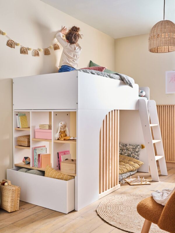 Kinder Hochbett mit Stauraum PLAYFUL